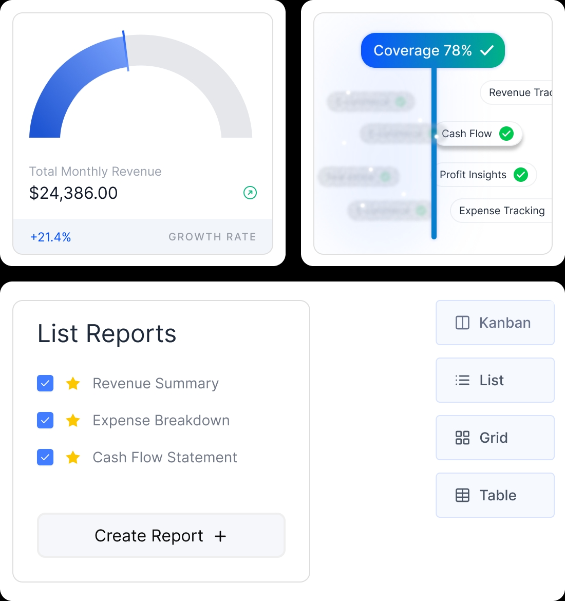 Financial reporting dashboard preview